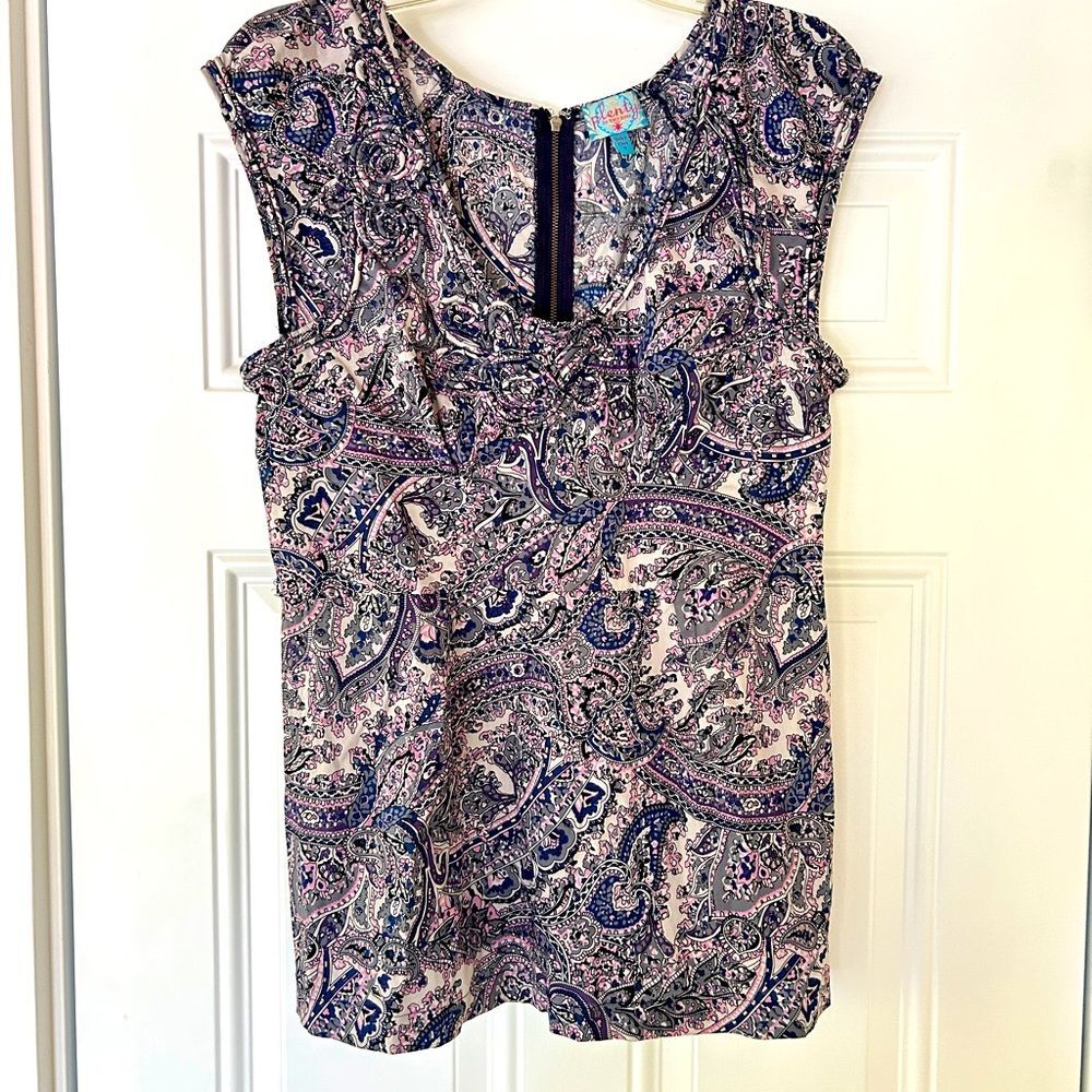 Anthropologie Tracy Reese Paisley Floral stretch sleeveless Blouse size 8